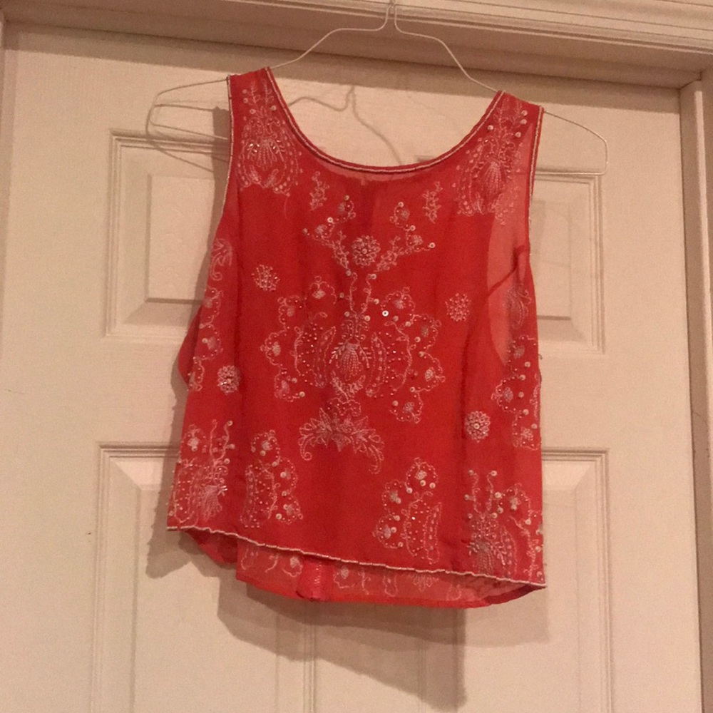 Hand beaded crop top tank